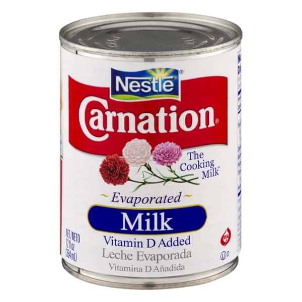 Can of Carnation evaporated milk.