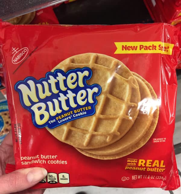 Package of round nutter butter cookies.