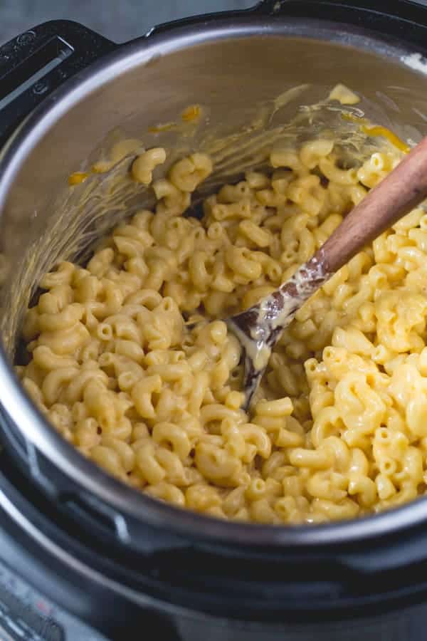 Instant Pot creamy mac and cheese in pot.