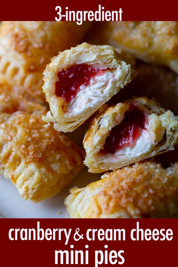 Cranberry and cream cheese puff pastry pie, split in half. 