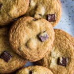 Plate of brown sugar chocolate chip cookies.