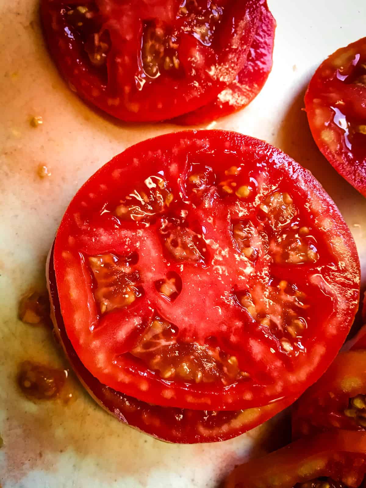 Sliced ripe red tomato for BLT.