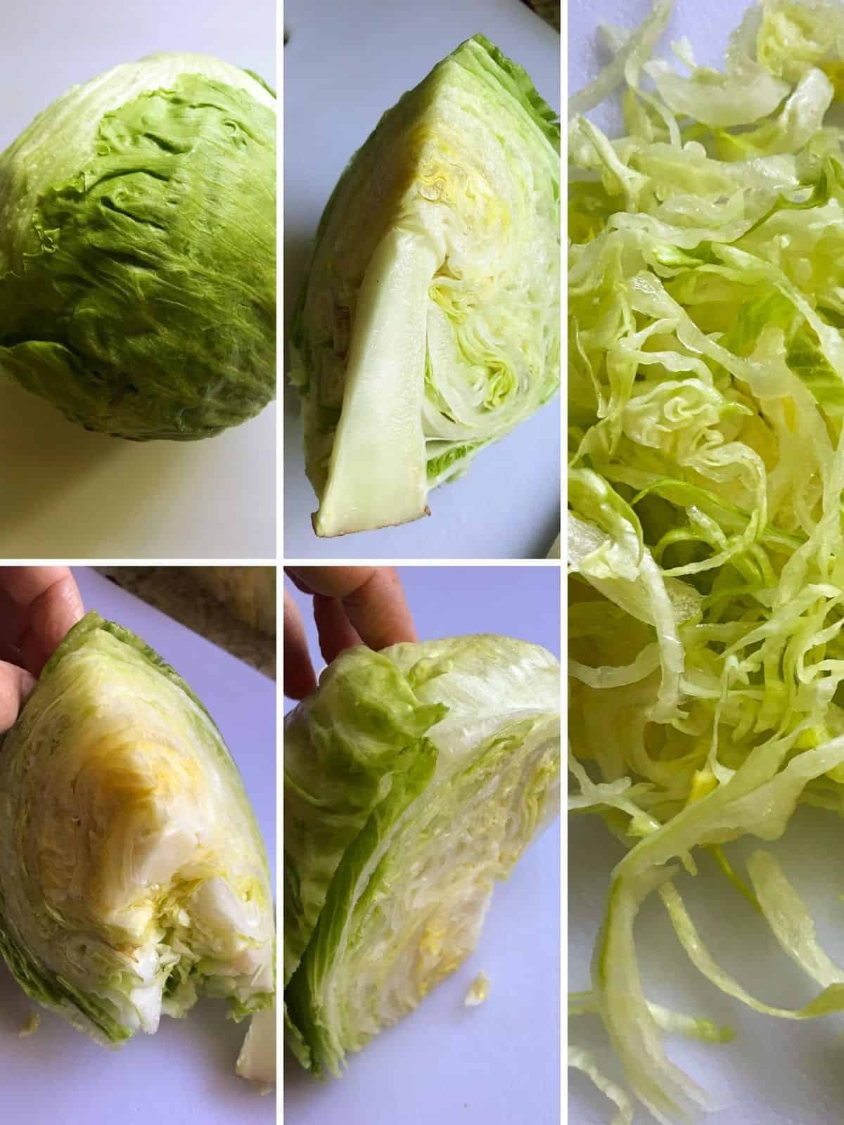 Lettuce being shredded for BLT.