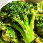 Cooked frozen broccoli floret.