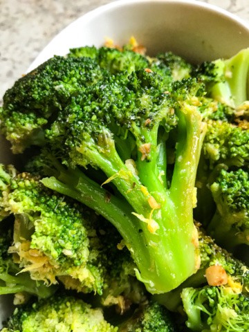 Cooked frozen broccoli floret.