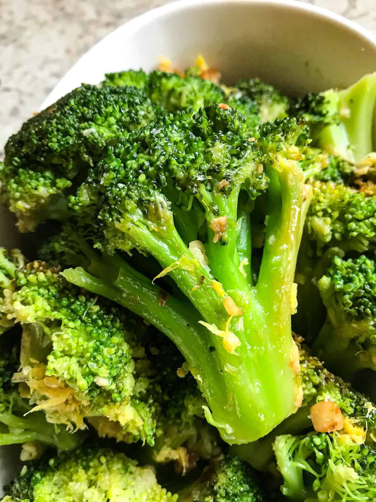 Cooked frozen broccoli floret.