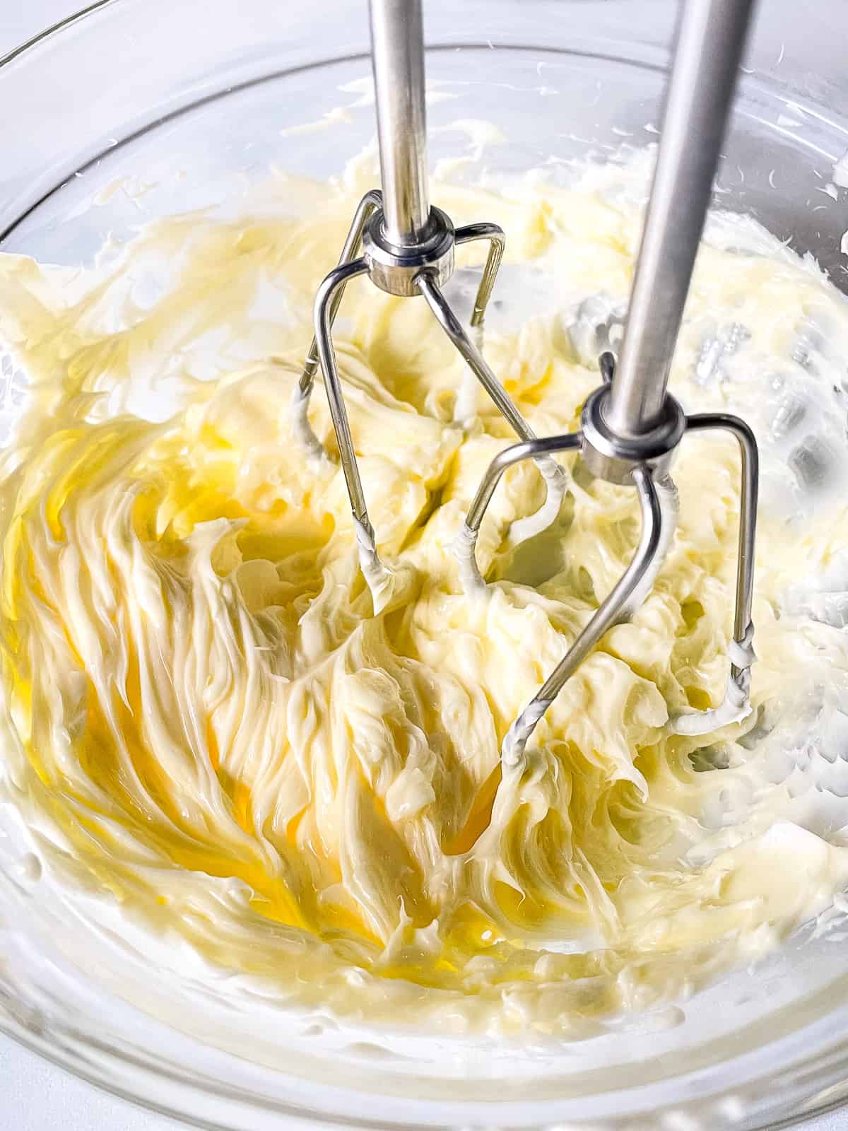 Whipped butter in a glass bowl.