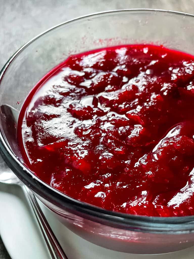 Spiced cranberry sauce in a bowl.