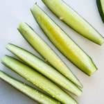 Cucumber sliced into spears.