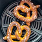 Frozen pretzels cooked in an air fryer.