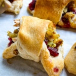 Baked gobbler rollup on a baking sheet.