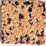 Baked blueberry crumb bars.