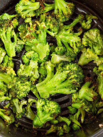 Air fried frozen broccoli.