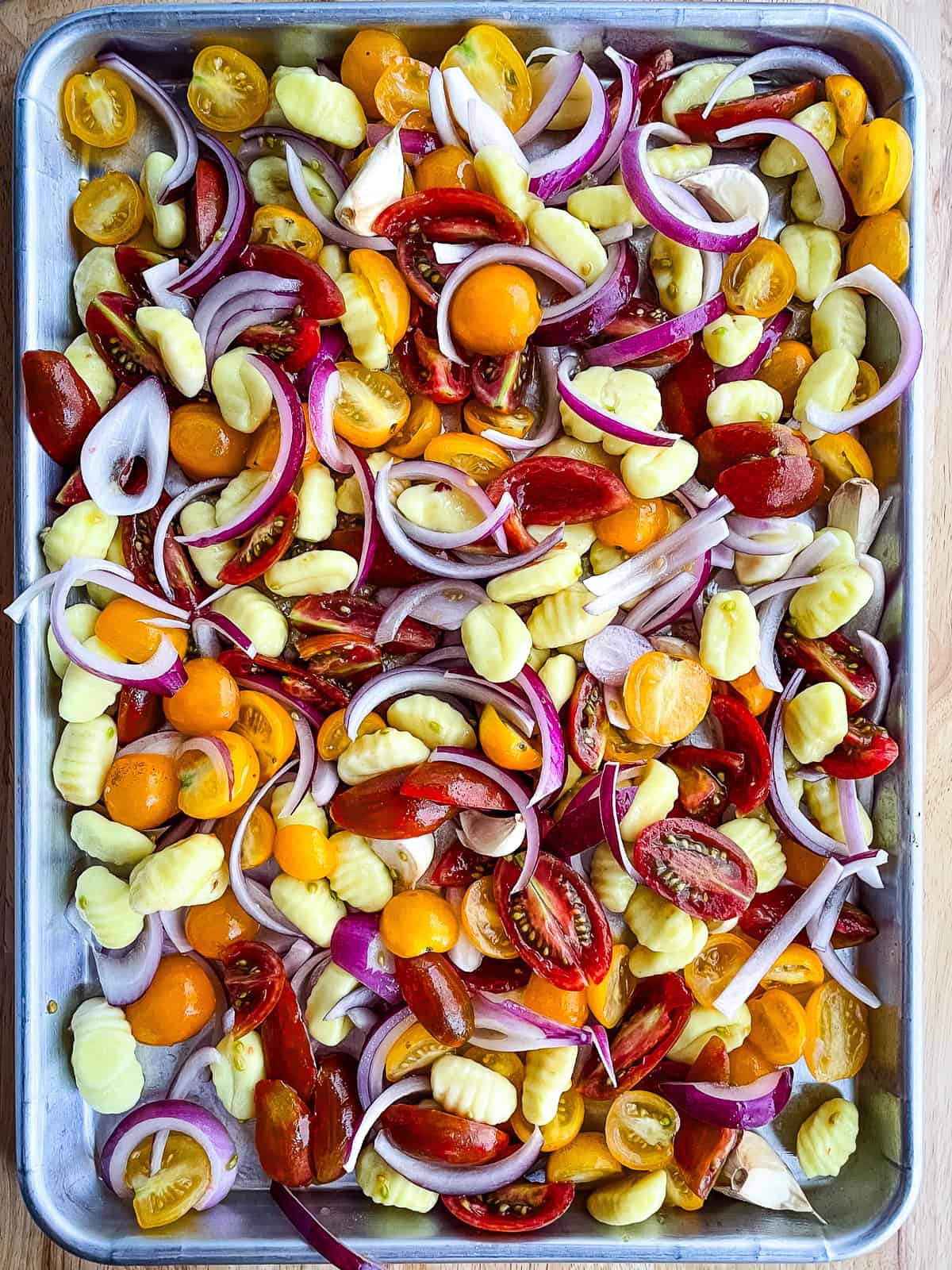 Sheet pan gnocchi and tomatoes.