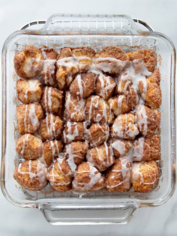 Pull apart coffee cake baked in a pan.