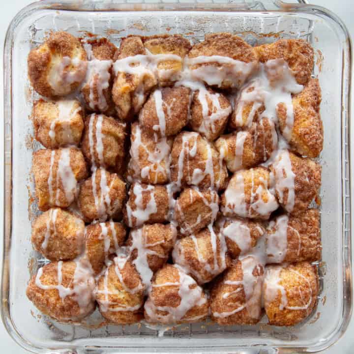 Pull apart coffee cake baked in a pan.