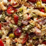 Closeup of antipasto salad.